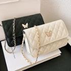 Butterfly Quilted Faux Leather Crossbody Bag