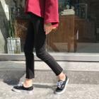 High-waist Fray-hem Skinny Pants