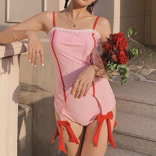 Spaghetti Strap Ribbon-detail Swimsuit