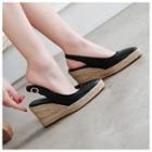 Pointy Toe Slingback Woven Wedge Sandals