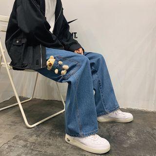 Bear Plush Wide Leg Jeans