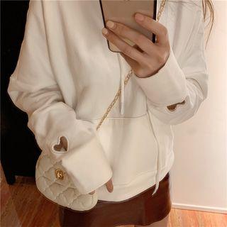 Heart Cutout Hoodie As Shown In Figure - One Size