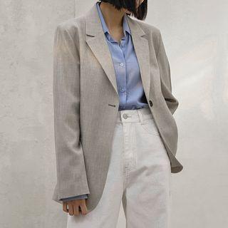 Single-button Pintuck Blazer