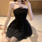 Mock Two-piece Strapless Dress Black - One Size