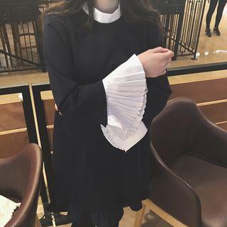 Pleated Panel Long Sleeve Dress