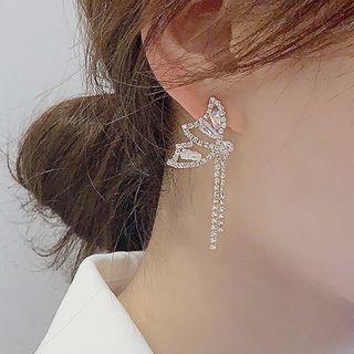 Butterfly Drop Earring 1 Pair - 925 Silver Pin - Butterfly Drop Earring - One Size