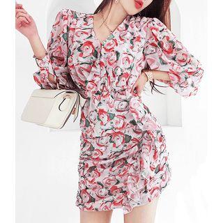 Ruched Rosette Chiffon Minidress