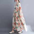 Short-sleeve Floral Maxi Smock Dress Off-white - One Size