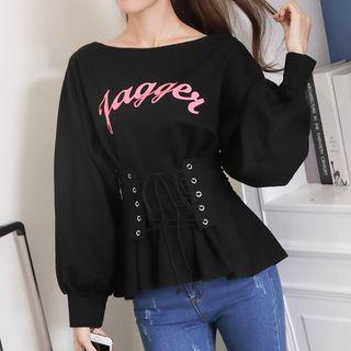 Lace-up Lettering Sweatshirt