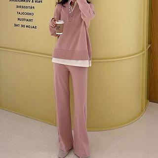 Band Collar Plain Button Sweater