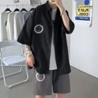 Set: Elbow-sleeve Smiley Face Shirt + Shorts