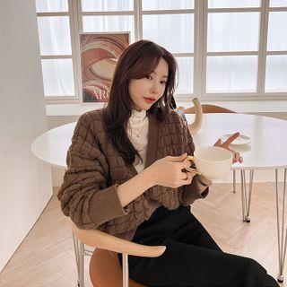 V-neck Embossed Cardigan