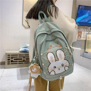 Rabbit Print Drawstring Nylon Backpack