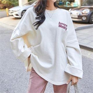Dolman-sleeve Letter-printed T-shirt