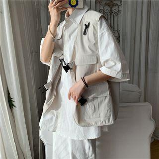 Plain Snap Buckle Cargo Vest