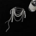 Faux Pearl Chained Alloy Brooch White - One Size
