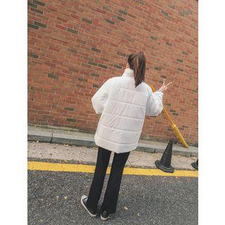 High-neck Flap-pocket Padded Jacket