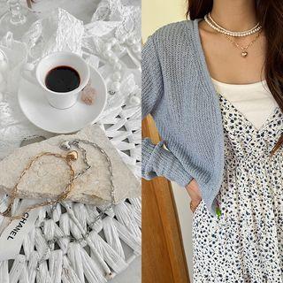 Heart Pendent Oblong-chain Necklace