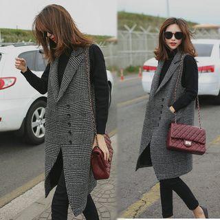 Plaid Single-breasted Long Vest