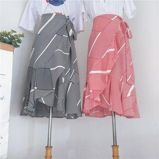 Striped A-line Chiffon Skirt