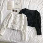 Long-sleeve Square-neck Lace Top
