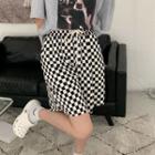 Plaid Wide Leg Shorts Black & White - One Size