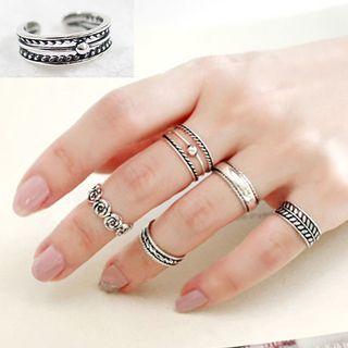 925 Sterling Silver Twisted Open Ring Jagl-040 - One Size