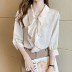 3/4-sleeve Ruffled Collared Blouse