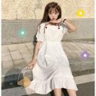 Cherry Puff-sleeve Midi Dress