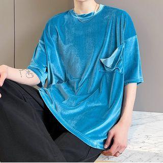 Short-sleeve Velvet Loose-fit T-shirt