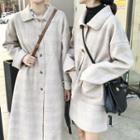 Plaid Buttoned Long Coat / Set: Jacket + Mini Skirt/