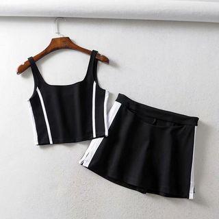 Striped Crop Tank Top / Skorts