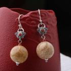 Faux Gemstone Bead Sterling Silver Dangle Earring 1 Pair - Brown - One Size