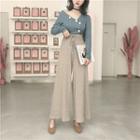 V-neck Long-sleeve Top / Wide Leg Pants