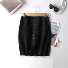 Tie-up Knit Pencil Skirt