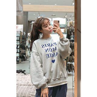 Paris Mon Amie Letter Sweatshirt Gray - One Size