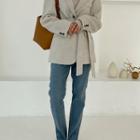 Single-breasted Wool Blend Jacket With Sash Cream - One Size