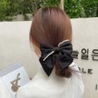 Faux Pearl Bow Hair Clip 1pc - White & Black - One Size