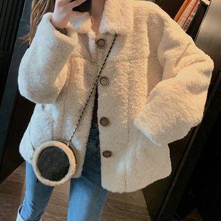 Plain Single-breasted Fleece Jacket