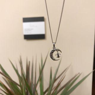 925 Sterling Silver Moon Pendant Necklace L270 - Bronze - One Size