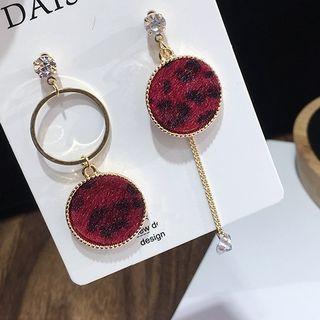 Rhinestone Fabric Disc & Hoop Dangle Earring