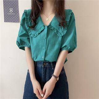 Peter Pan Collar Puff-sleeve Short-sleeve Shirt