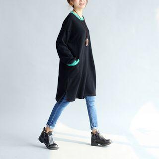 Piped Loose-fit Long Sweatshirt