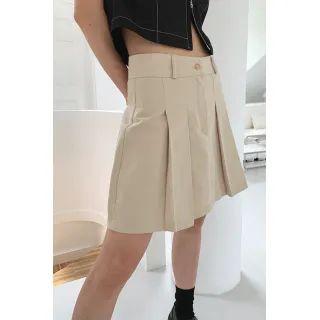 Low-rise Pleated A-line Skirt