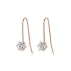 Sterling Silver Plated Rose Gold Simple Fashion Long Geometric Cubic Zirconia Earrings Rose Gold - One Size