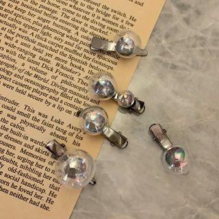 Set Of 5: Ball Hair Clip Transparent - One Size
