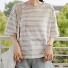 Elbow-sleeve Striped T-shirt Stripes - One Size