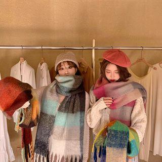 Couple Matching Plaid Knit Scarf