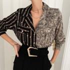 Pattern Panel Shirt Brown Leopard & Black - One Size