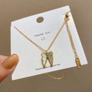 Wings Pendant Stainless Steel Necklace X765c - 1 Pc - Gold - One Size